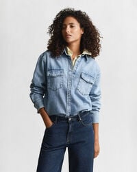 camicia in denim dal taglio rilassato - blu medio consumato