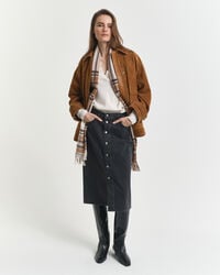 gonna midi in denim con bottoni - nera spezzata