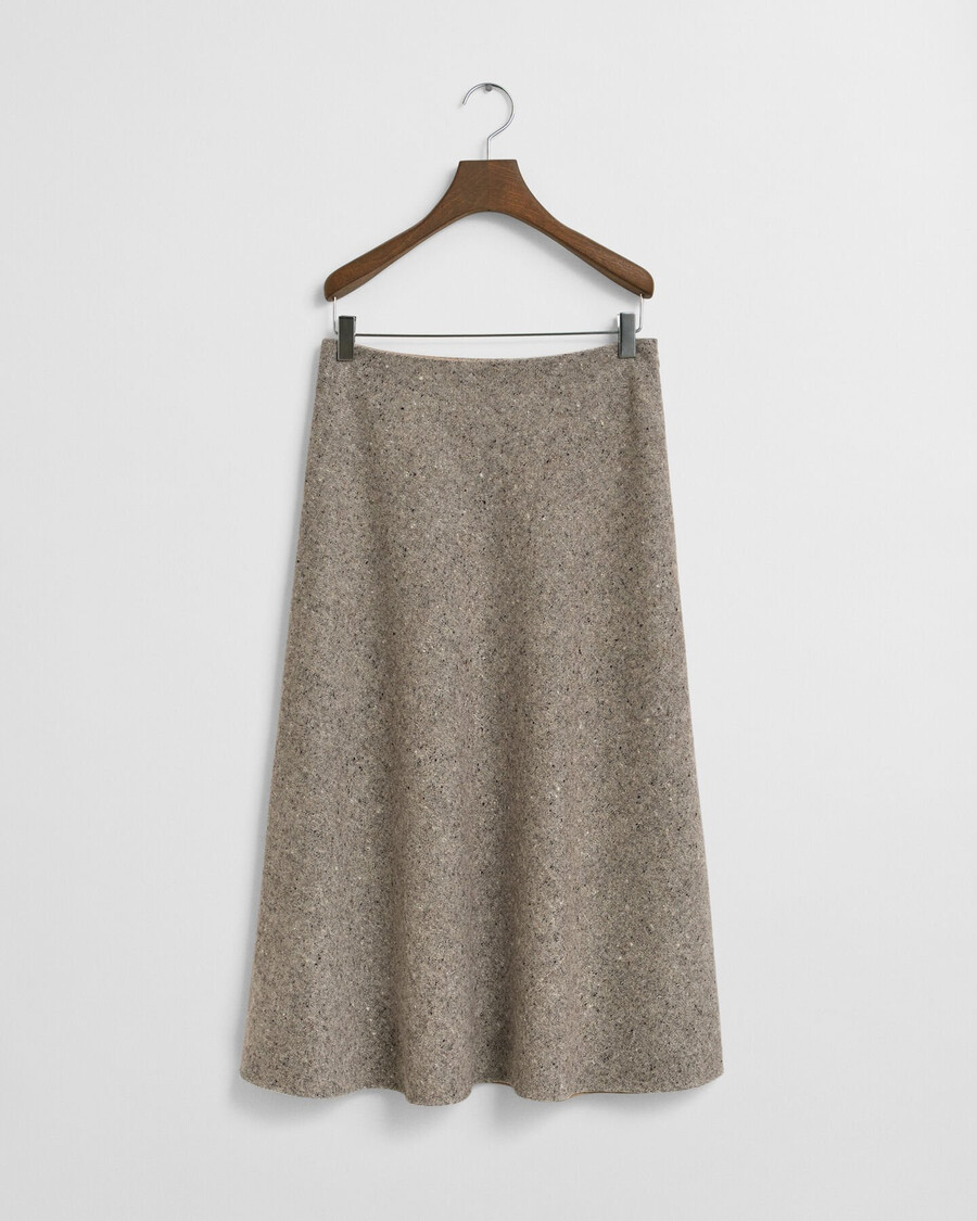 gonna midi svasata in lana - marrone scuro
