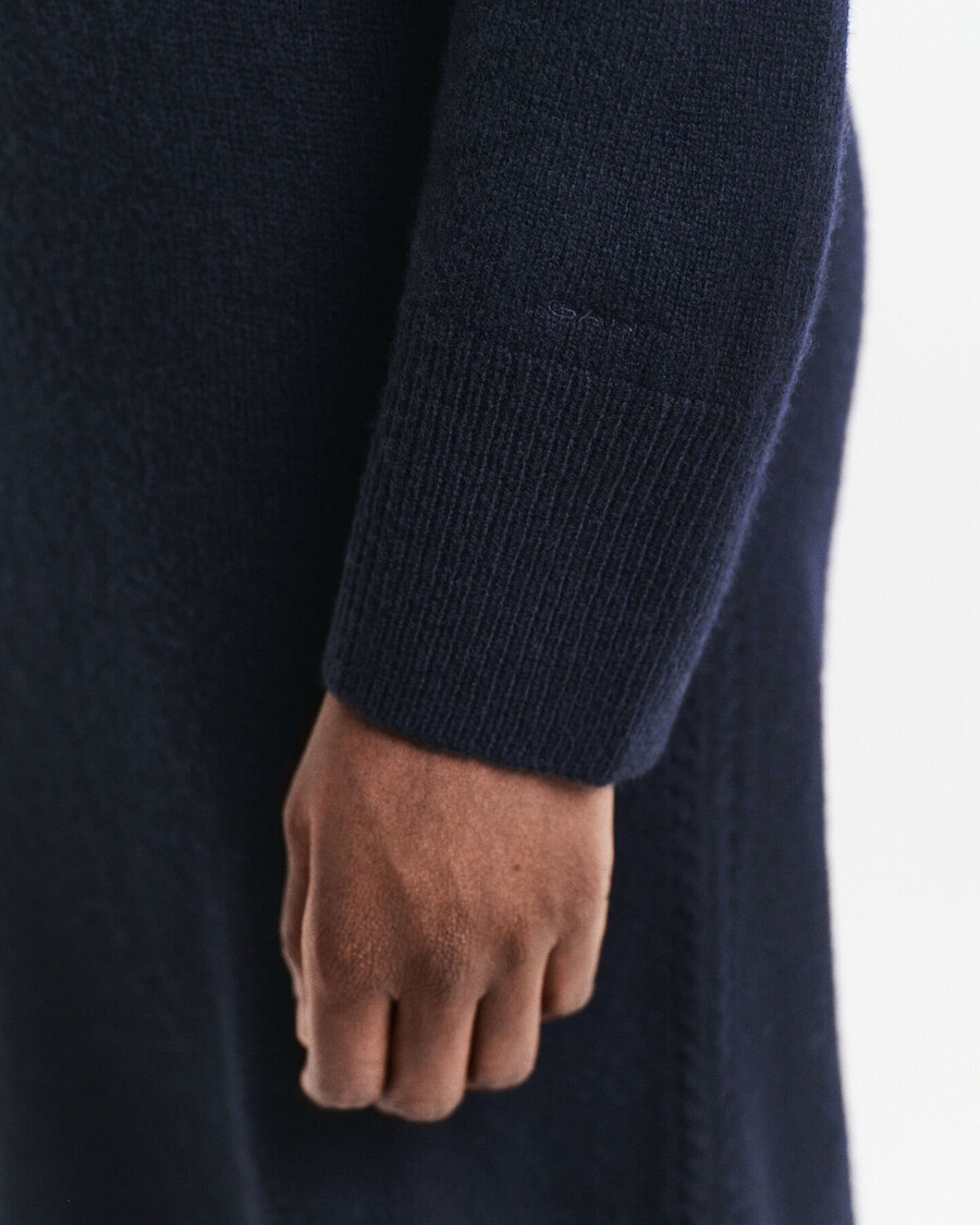 abito dolcevita con dettagli in maglia - blu sera