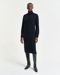 abito dolcevita con dettagli in maglia - blu sera