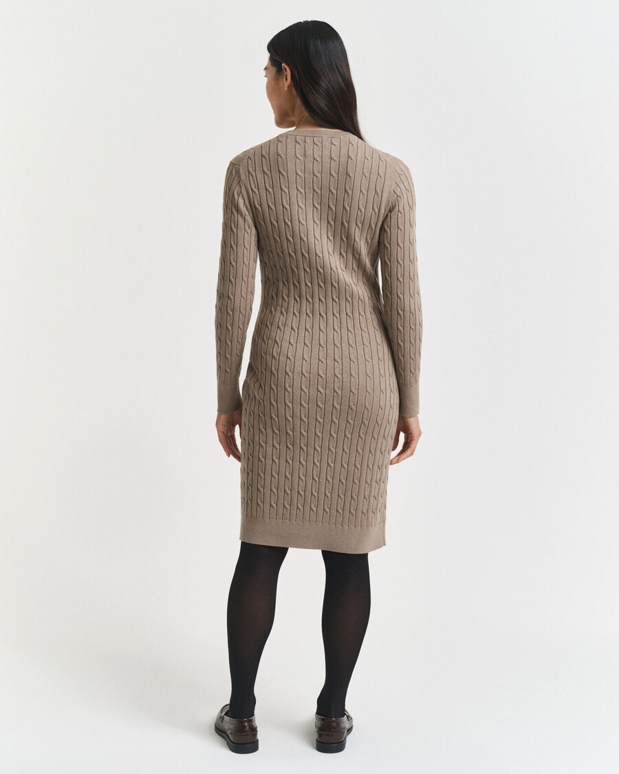 abito girocollo in maglia di cotone elasticizzato - beige talpa