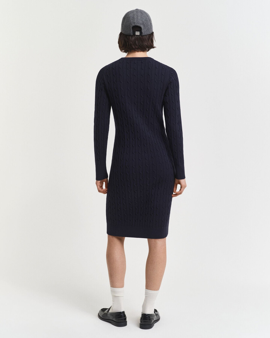 abito girocollo in maglia di cotone elasticizzato - blu sera