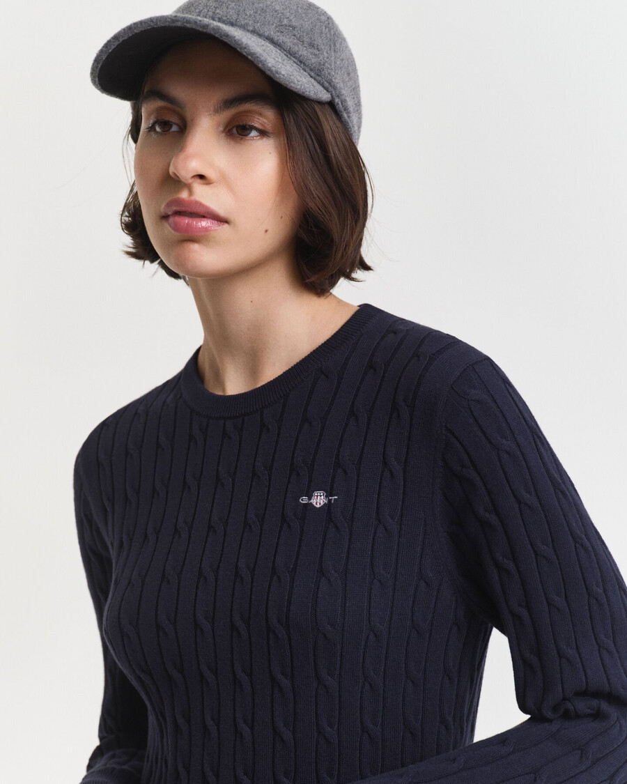 abito girocollo in maglia di cotone elasticizzato - blu sera