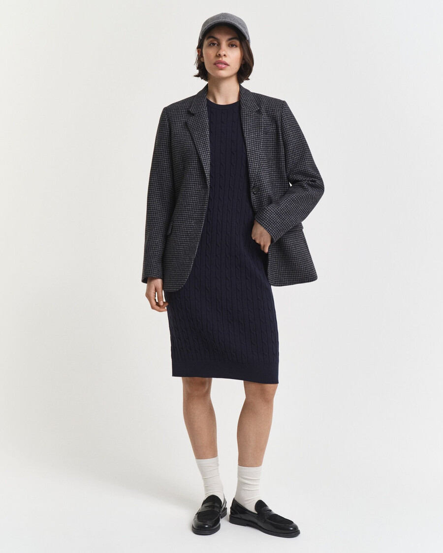 abito girocollo in maglia di cotone elasticizzato - blu sera