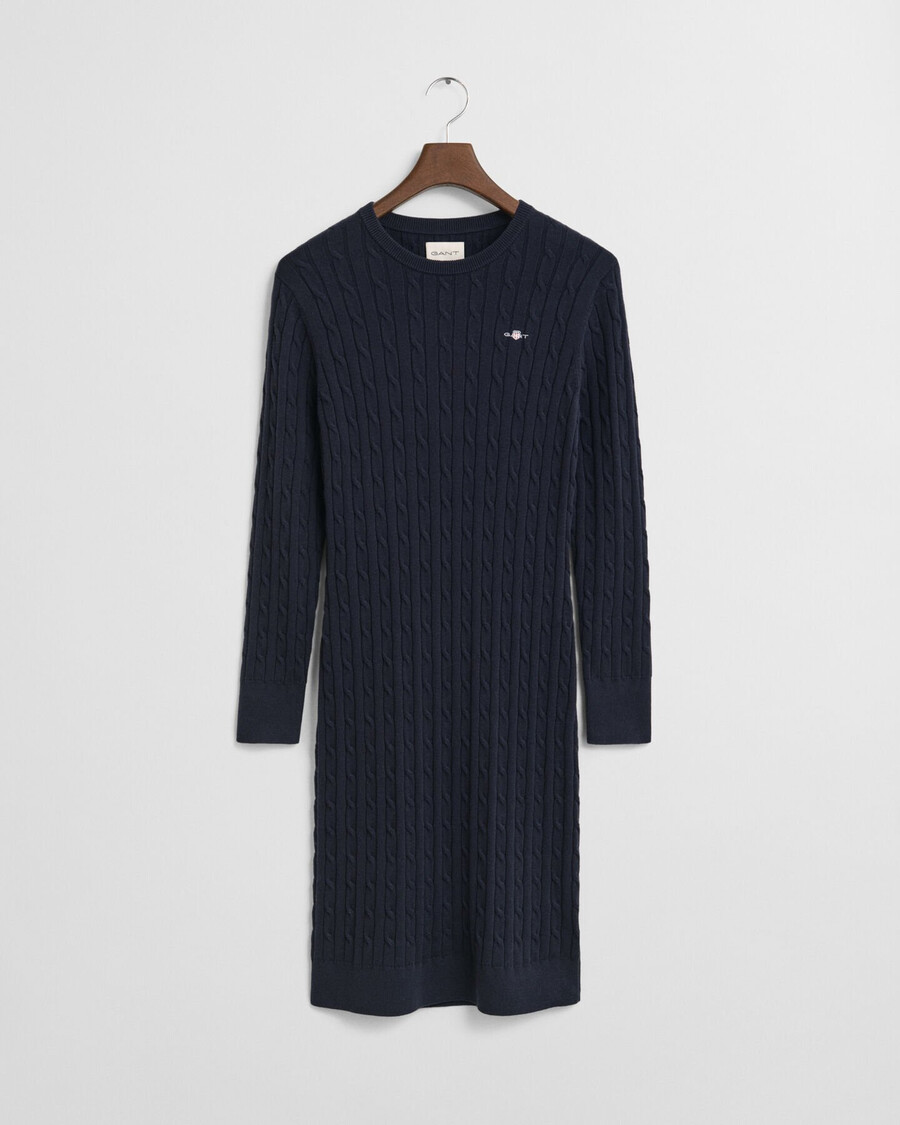 abito girocollo in maglia di cotone elasticizzato - blu sera