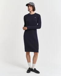 abito girocollo in maglia di cotone elasticizzato - blu sera