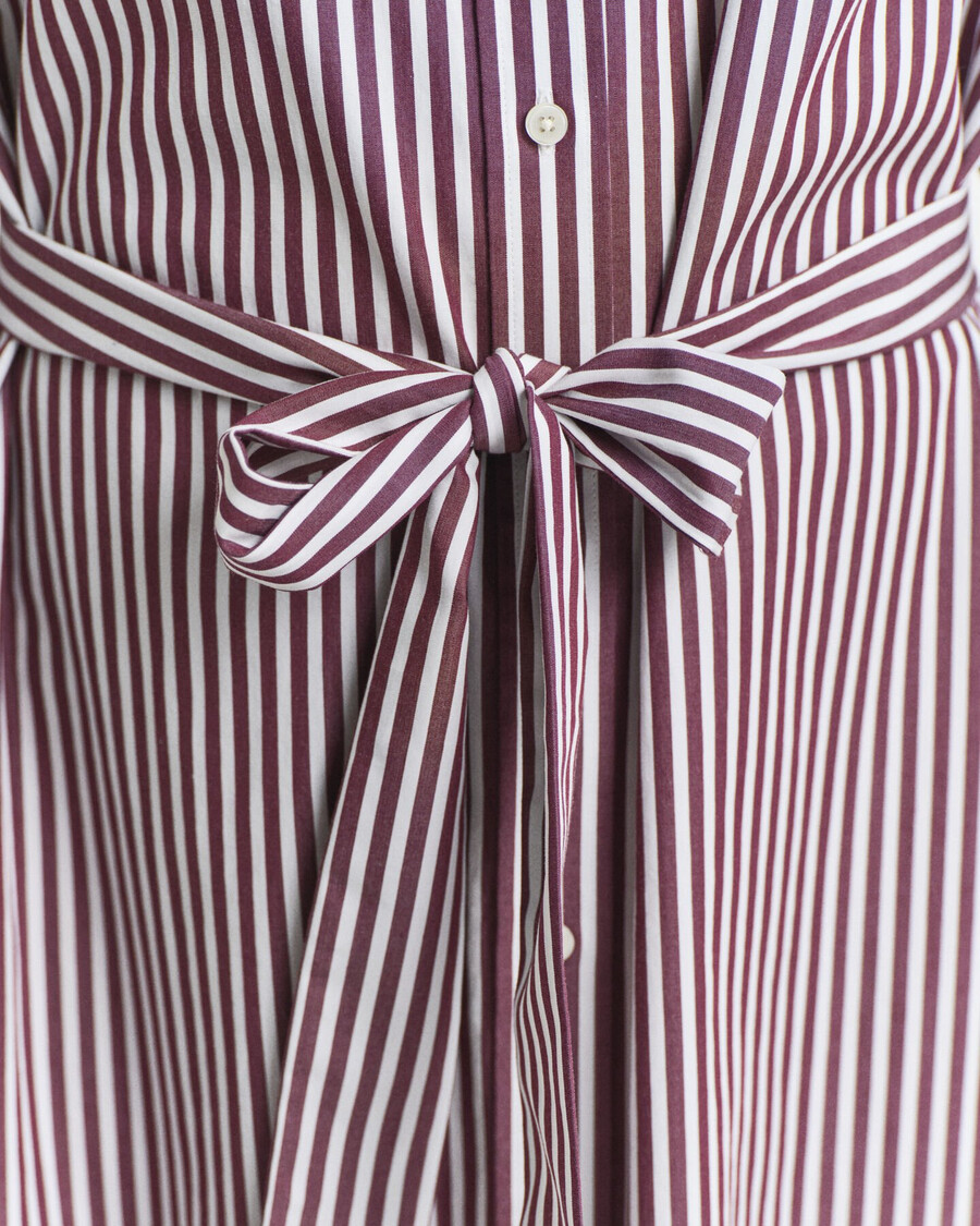 abito camicia classico in popeline con cintura - prugna vino