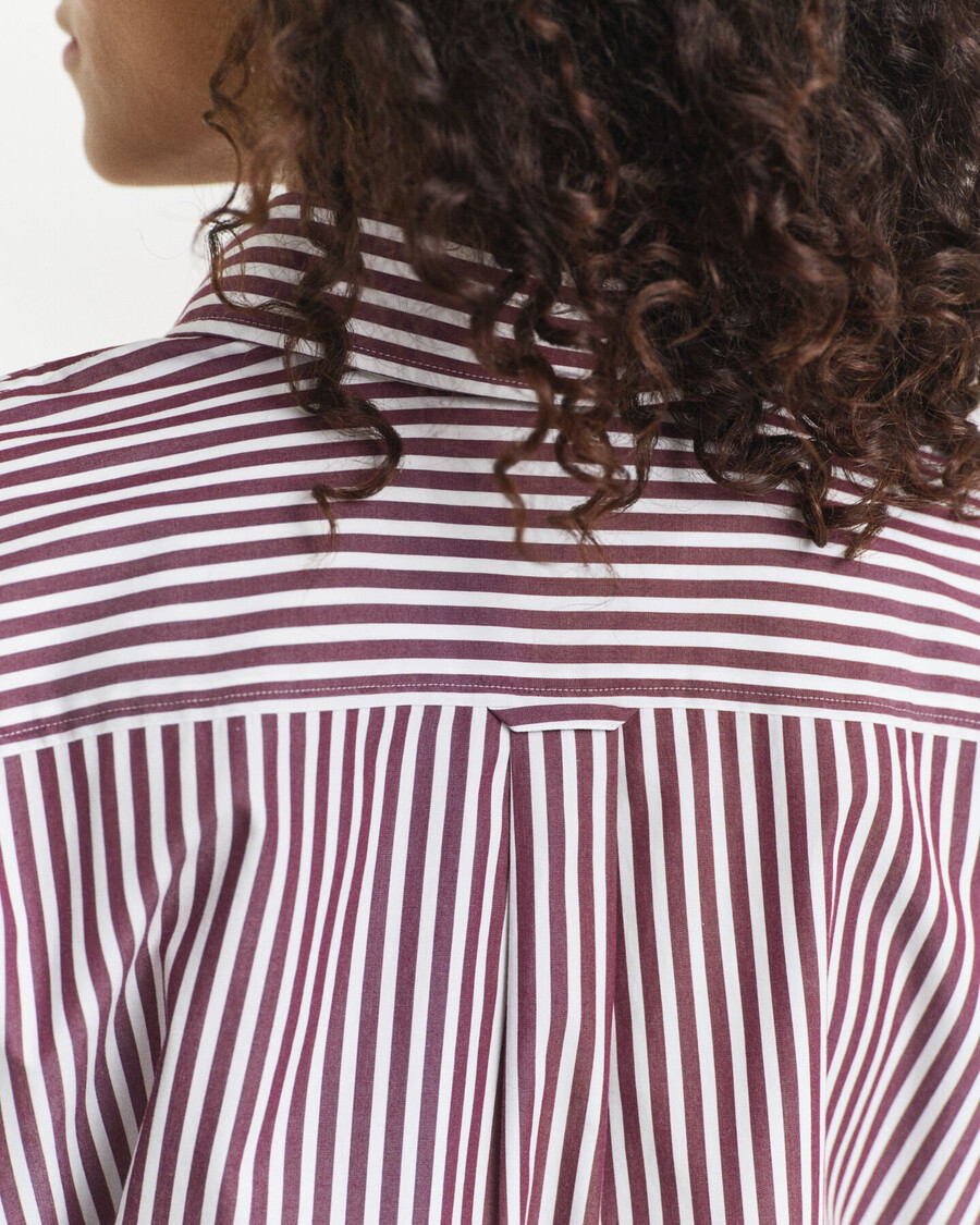 abito camicia classico in popeline con cintura - prugna vino