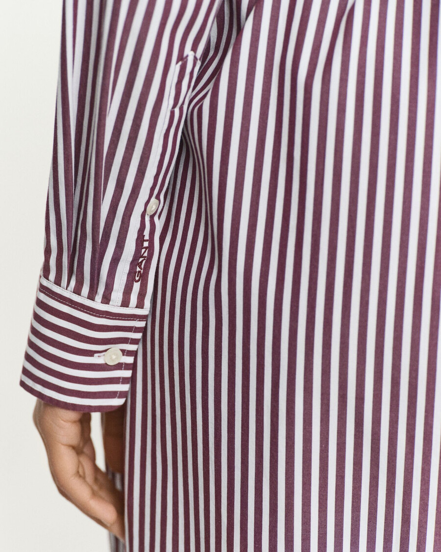 abito camicia classico in popeline con cintura - prugna vino