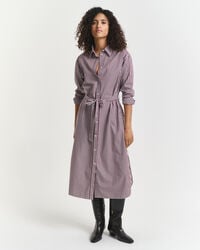 abito camicia classico in popeline con cintura - prugna vino