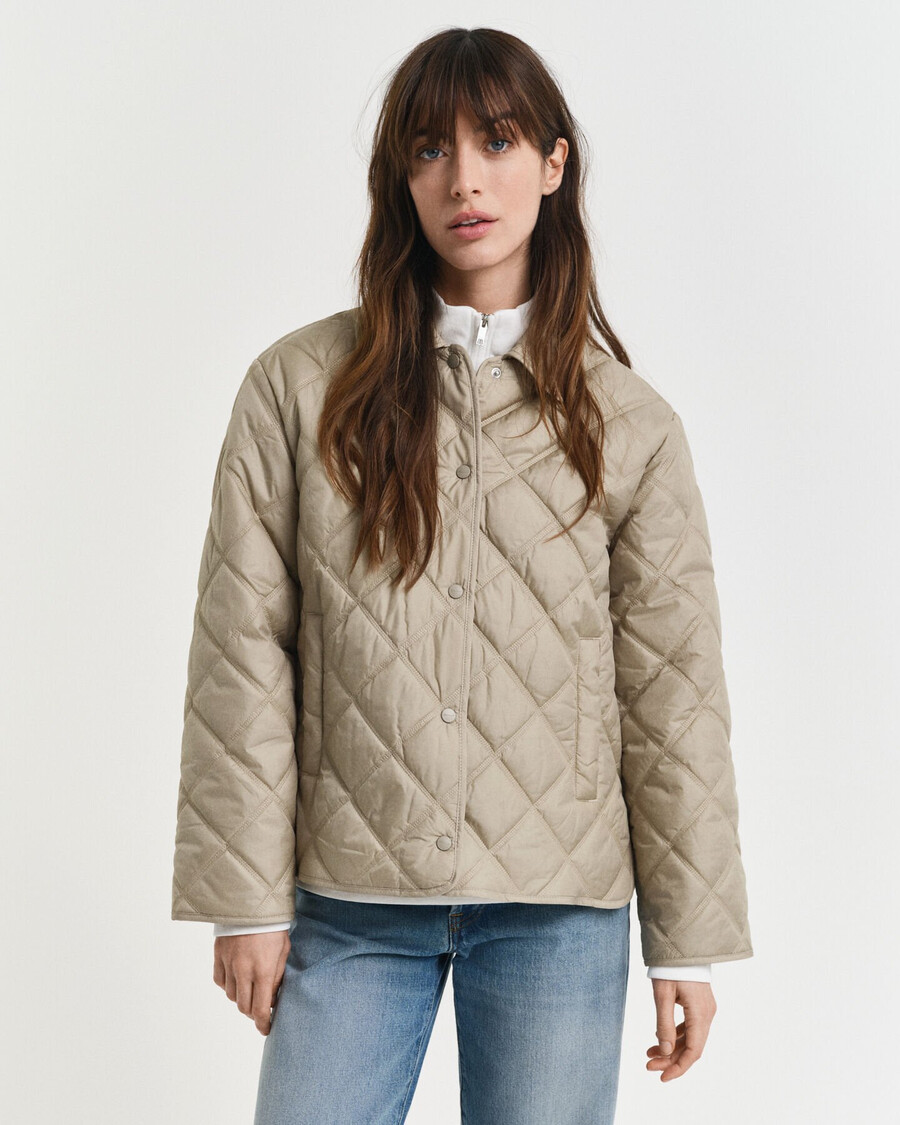 giacca trapuntata con colletto - beige cemento