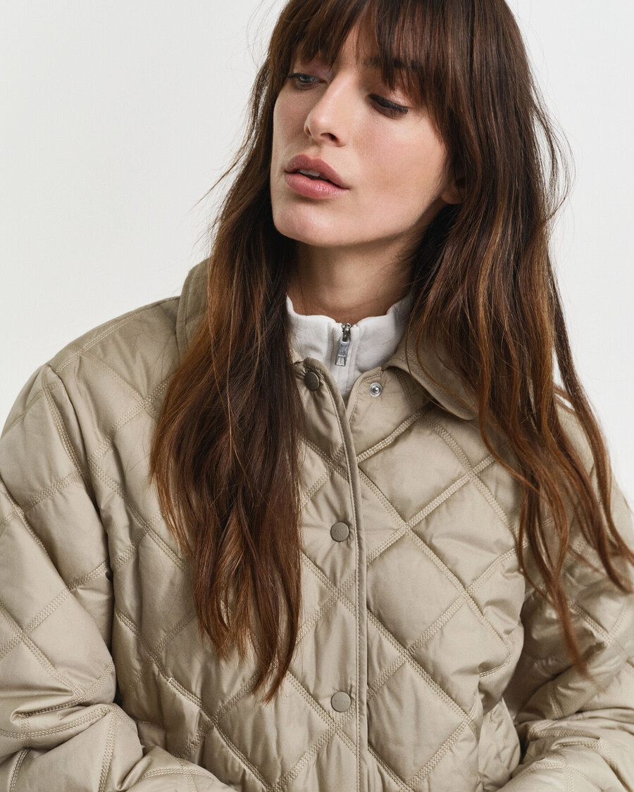 giacca trapuntata con colletto - beige cemento