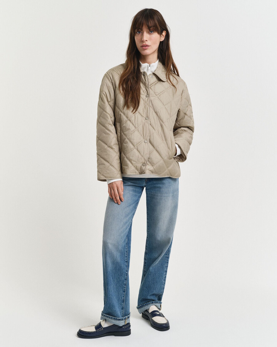 giacca trapuntata con colletto - beige cemento
