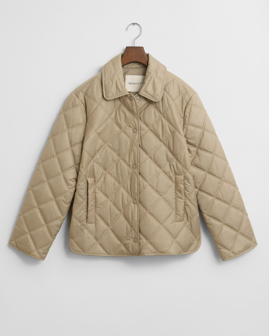 giacca trapuntata con colletto - beige cemento