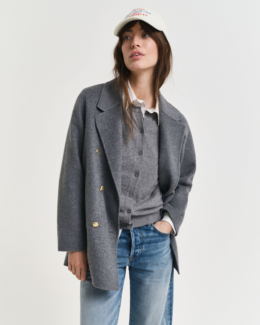 cappotto con dettagli cuciti a mano - charcoal melange
