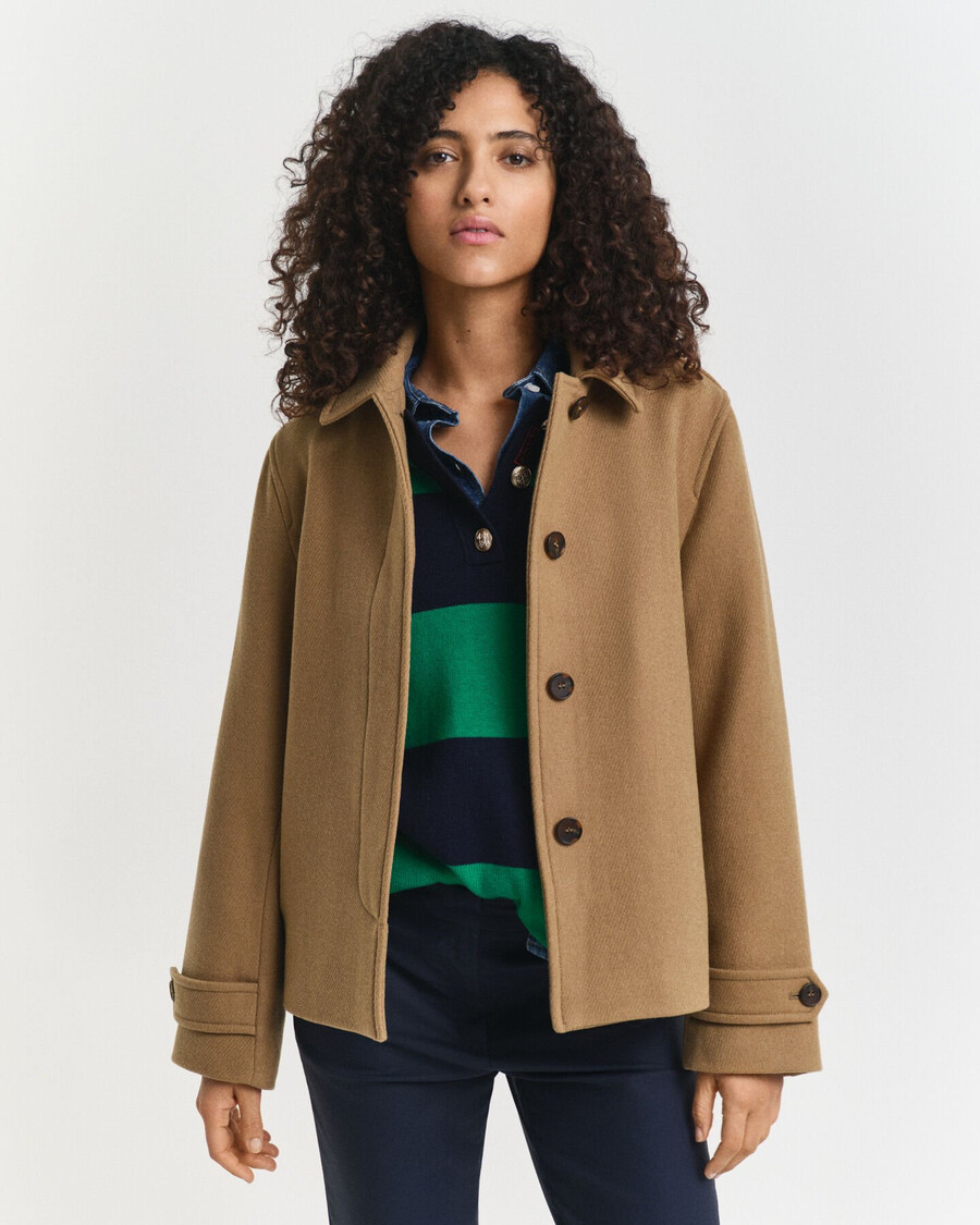 cappotto corto in misto lana - cachi caldo