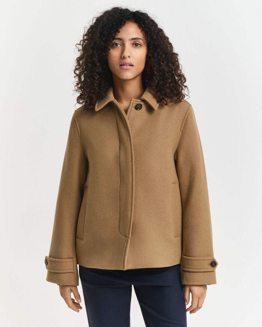 cappotto corto in misto lana - cachi caldo