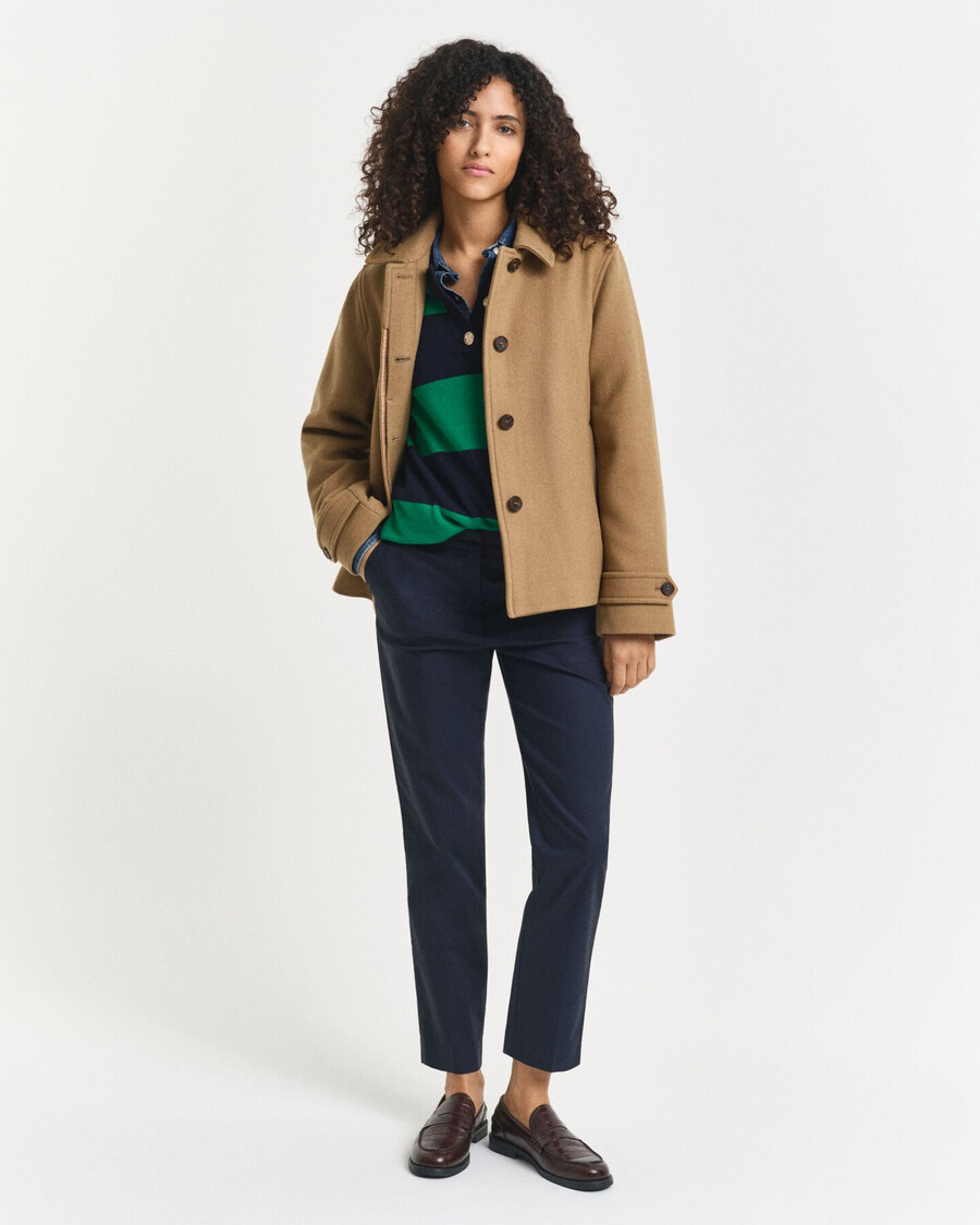 cappotto corto in misto lana - cachi caldo
