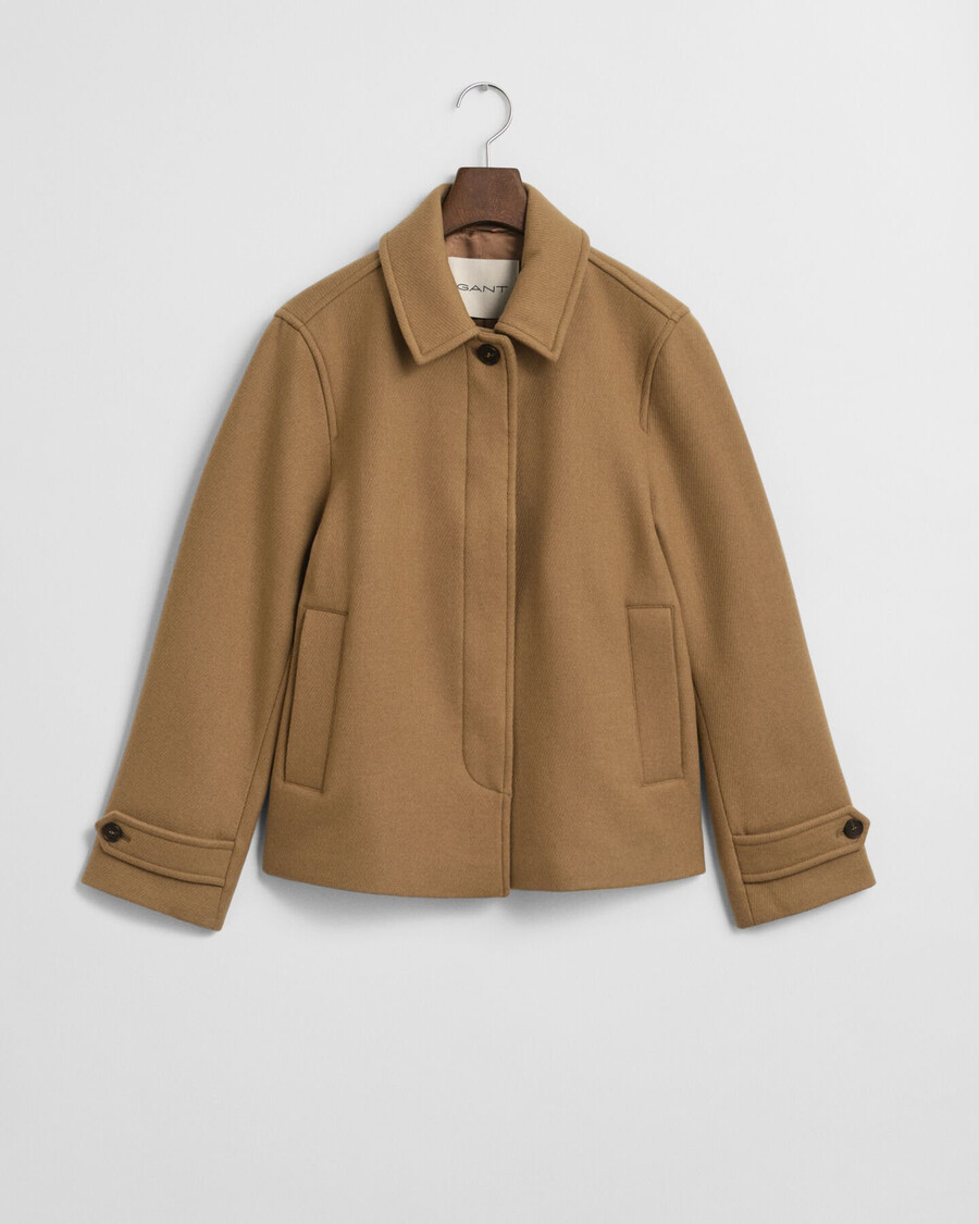 cappotto corto in misto lana - cachi caldo