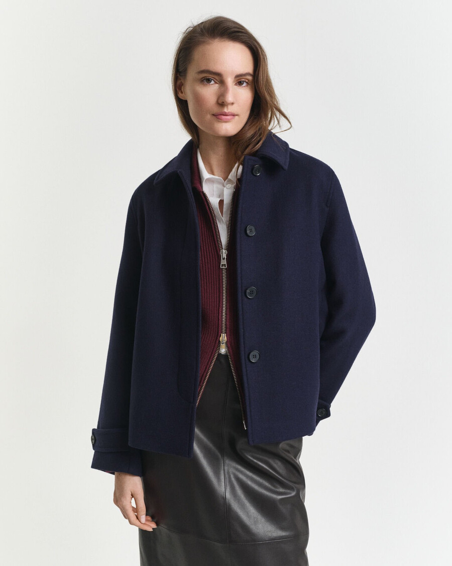 cappotto corto in misto lana - blu sera