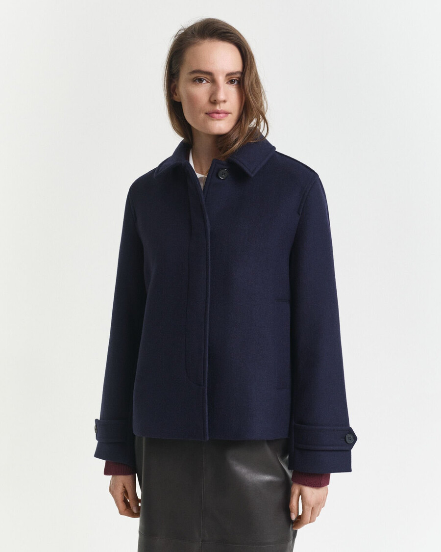 cappotto corto in misto lana - blu sera