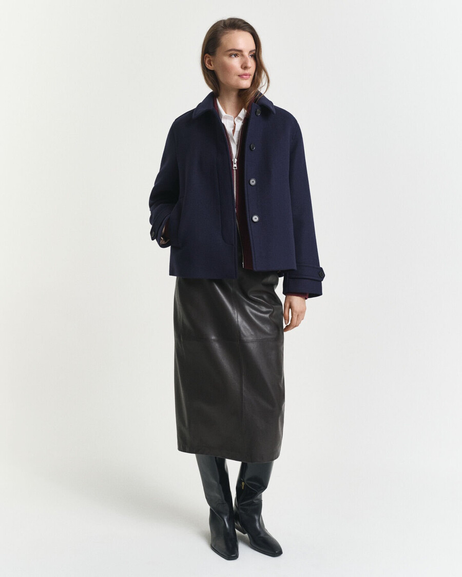 cappotto corto in misto lana - blu sera