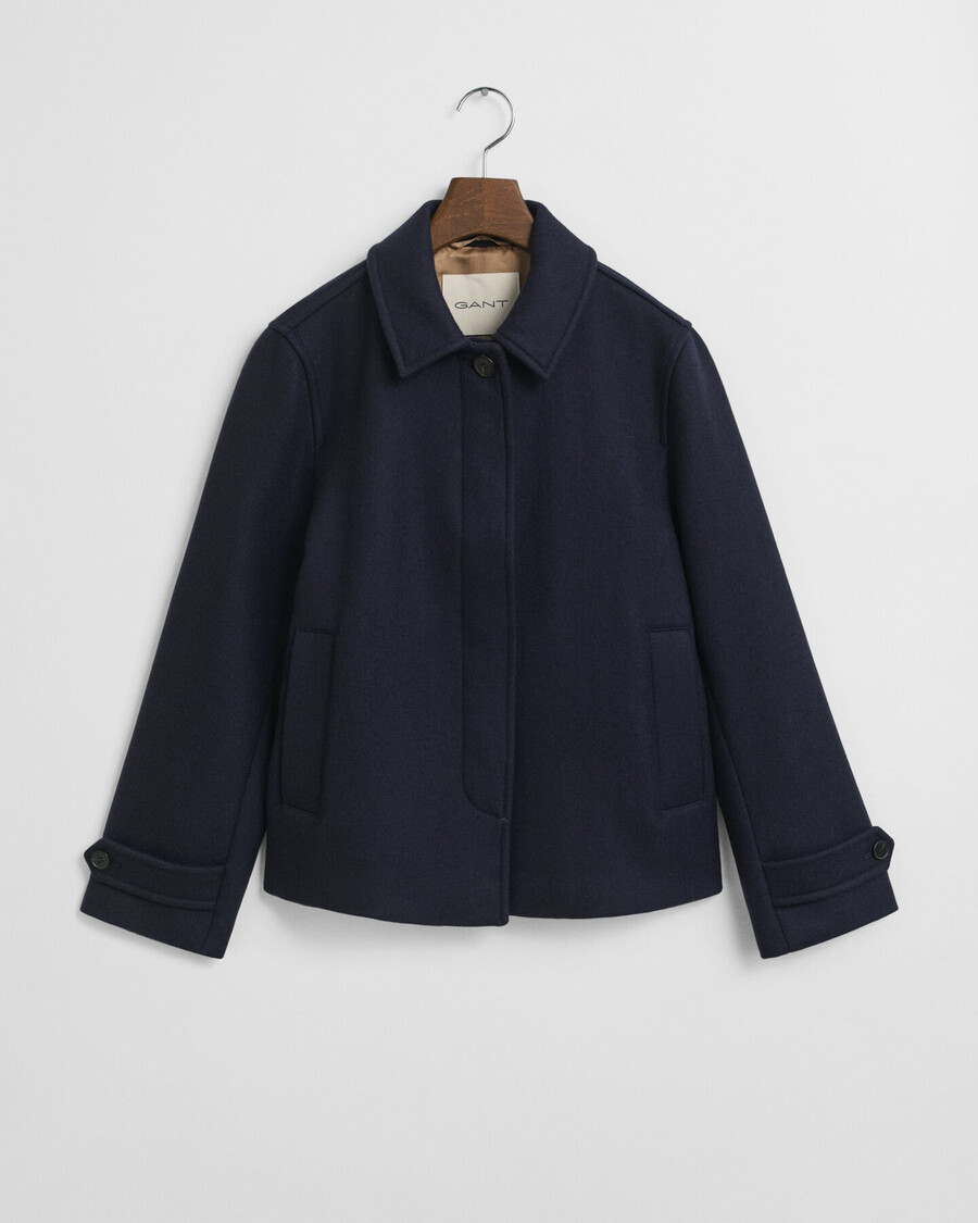 cappotto corto in misto lana - blu sera