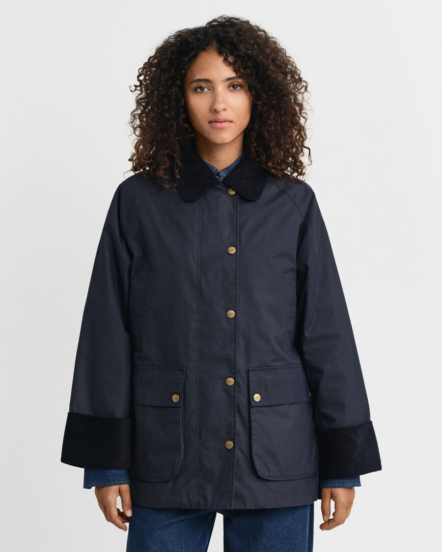 giacca a due piani in cotone cerato - blu sera