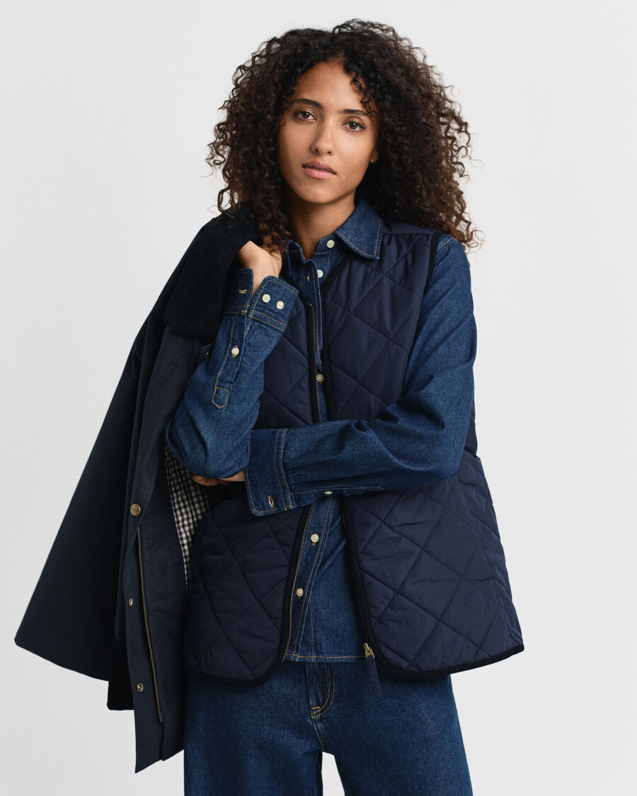 giacca a due piani in cotone cerato - blu sera