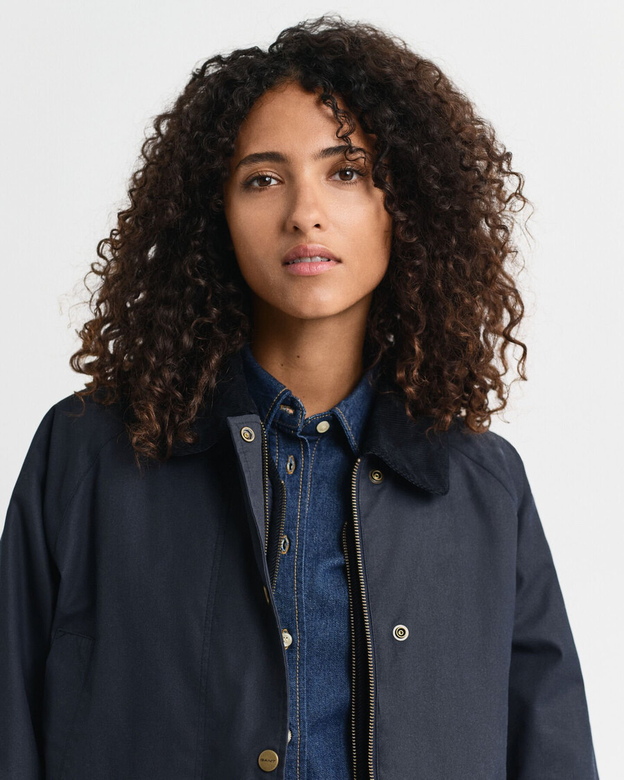 giacca a due piani in cotone cerato - blu sera