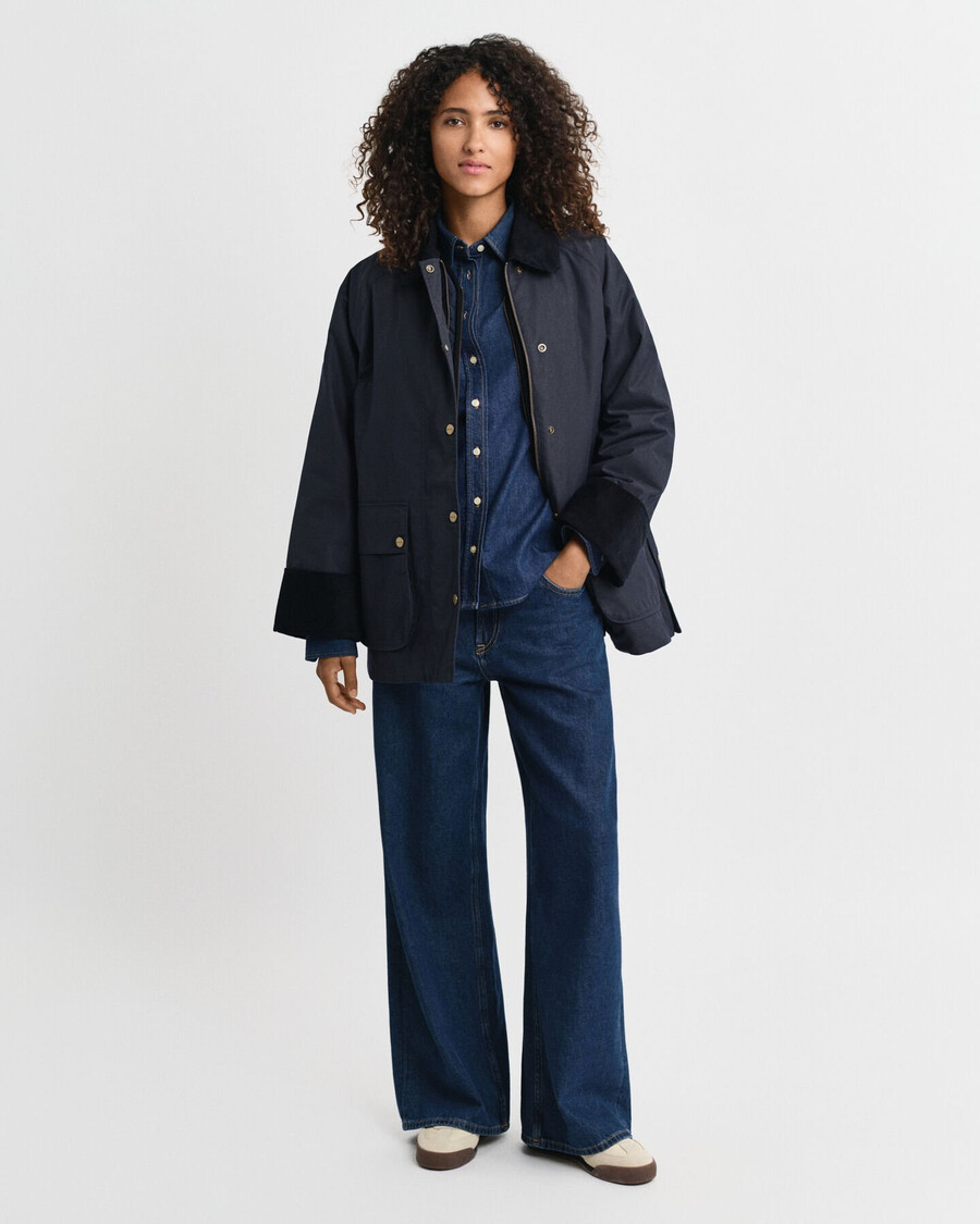 giacca a due piani in cotone cerato - blu sera