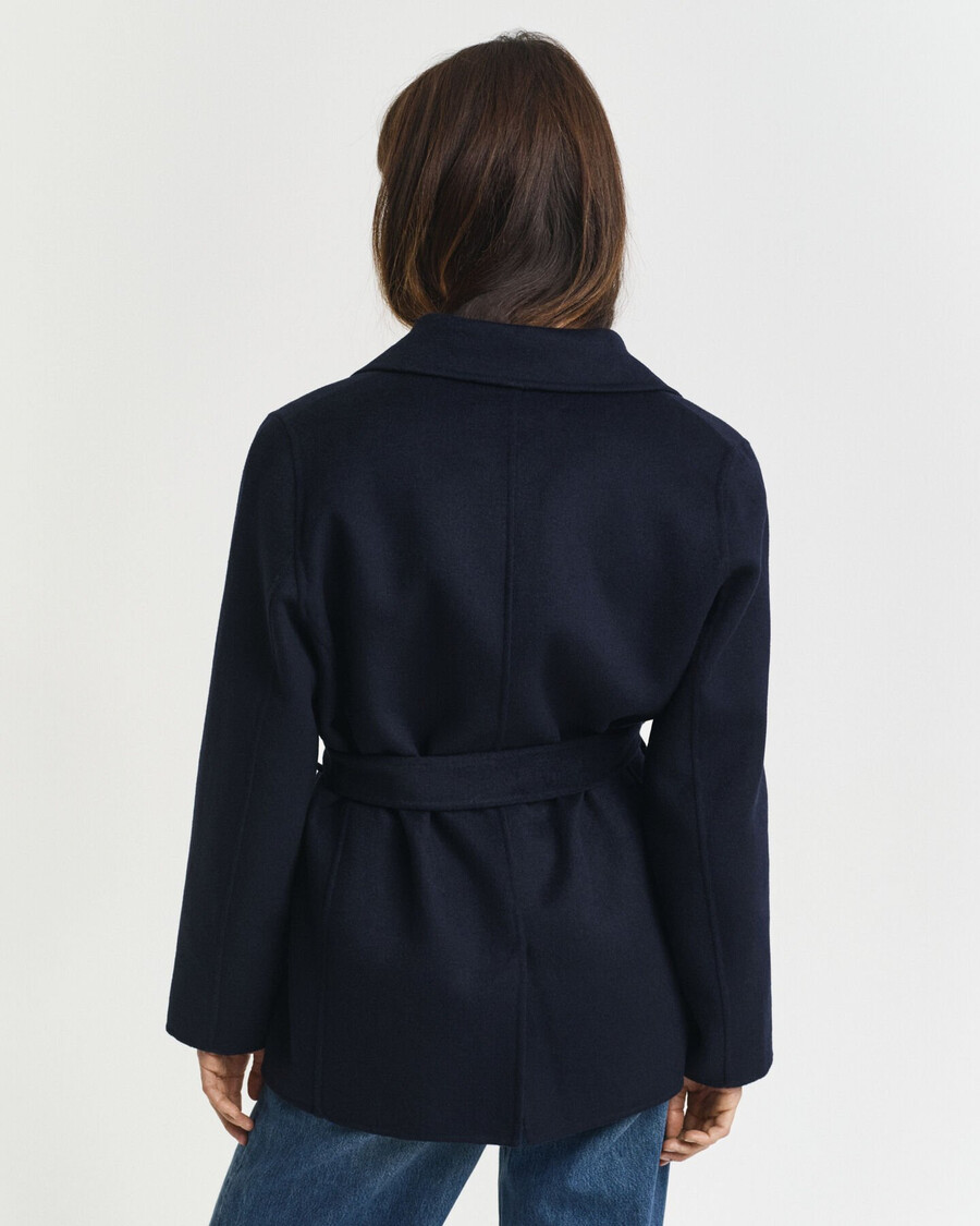 giacca con cintura cucita a mano - blu sera