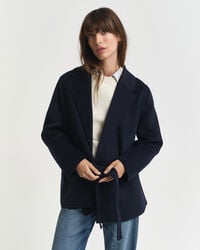 giacca con cintura cucita a mano - blu sera
