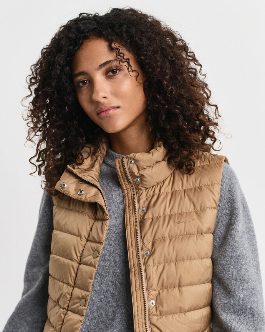 gilet leggero in piuma - caldo cachi