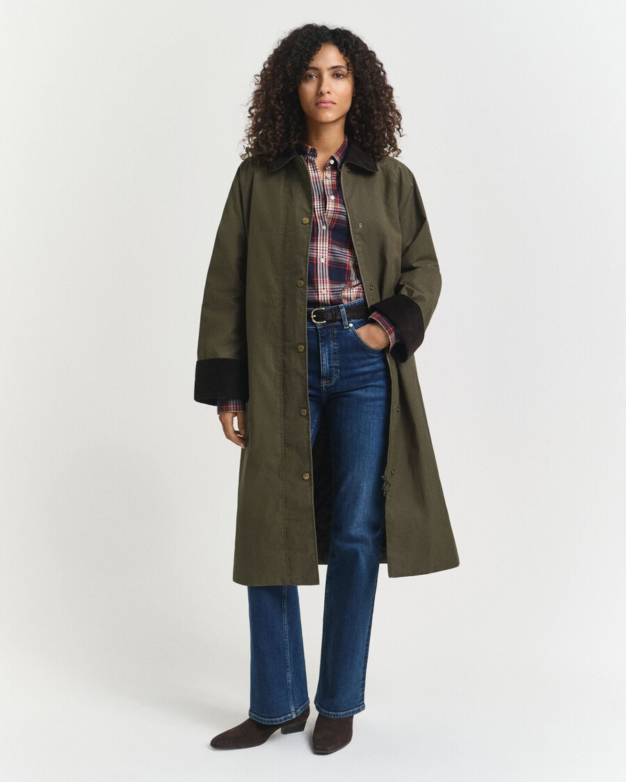 cappotto in cotone cerato - verde muschio scuro
