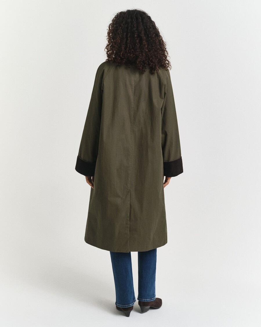 cappotto in cotone cerato - verde muschio scuro