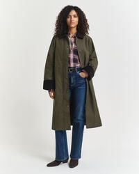 cappotto in cotone cerato - verde muschio scuro