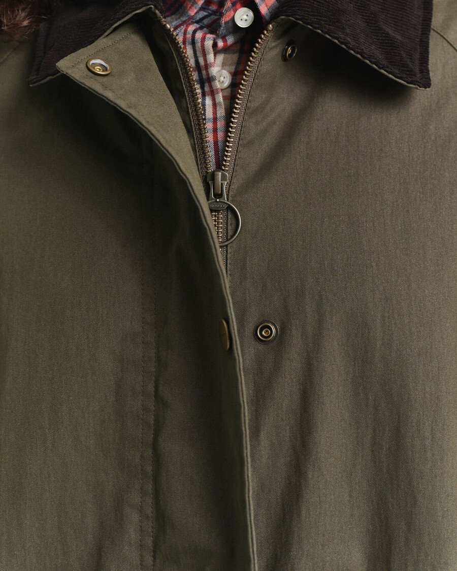 cappotto in cotone cerato - verde muschio scuro
