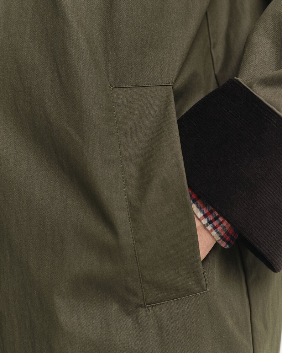 cappotto in cotone cerato - verde muschio scuro
