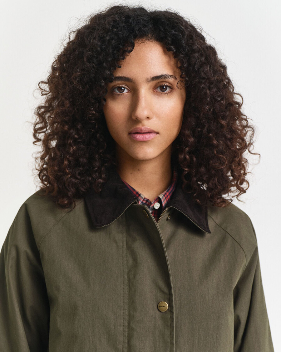cappotto in cotone cerato - verde muschio scuro