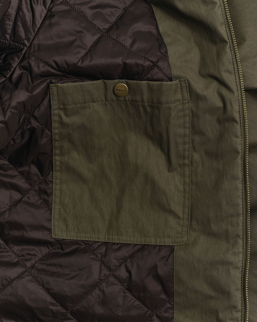 cappotto in cotone cerato - verde muschio scuro