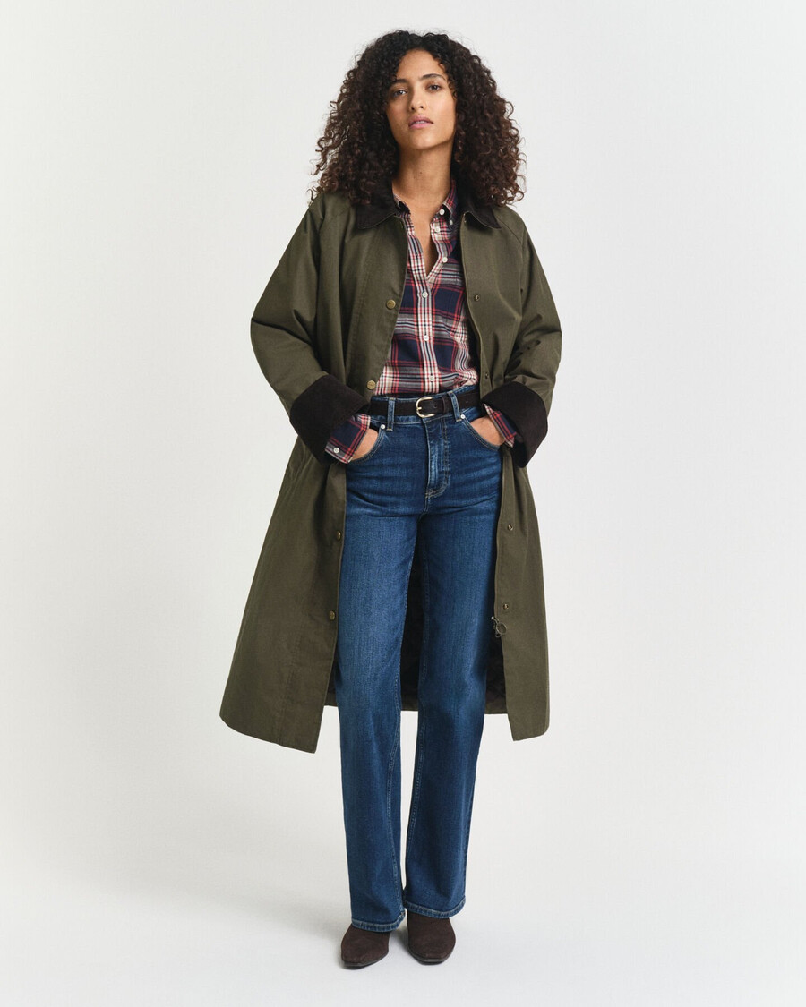 cappotto in cotone cerato - verde muschio scuro