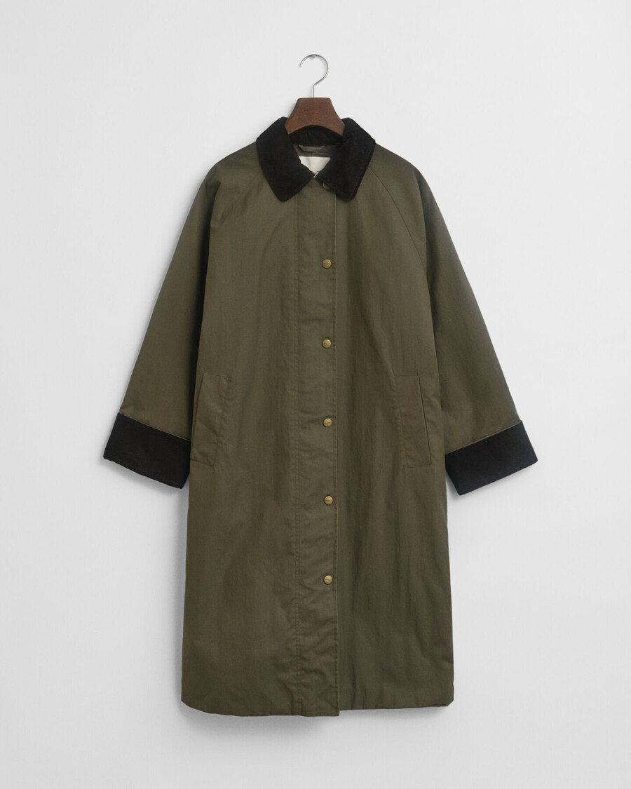 cappotto in cotone cerato - verde muschio scuro