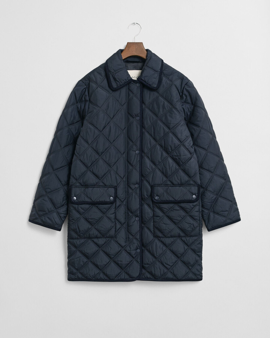 cappotto trapuntato con finiture in velluto a coste - blu sera