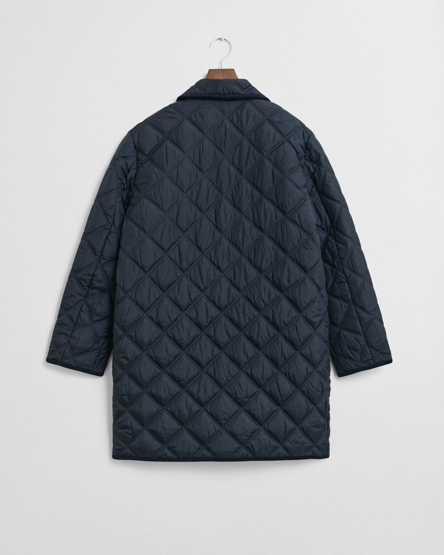 cappotto trapuntato con finiture in velluto a coste - blu sera