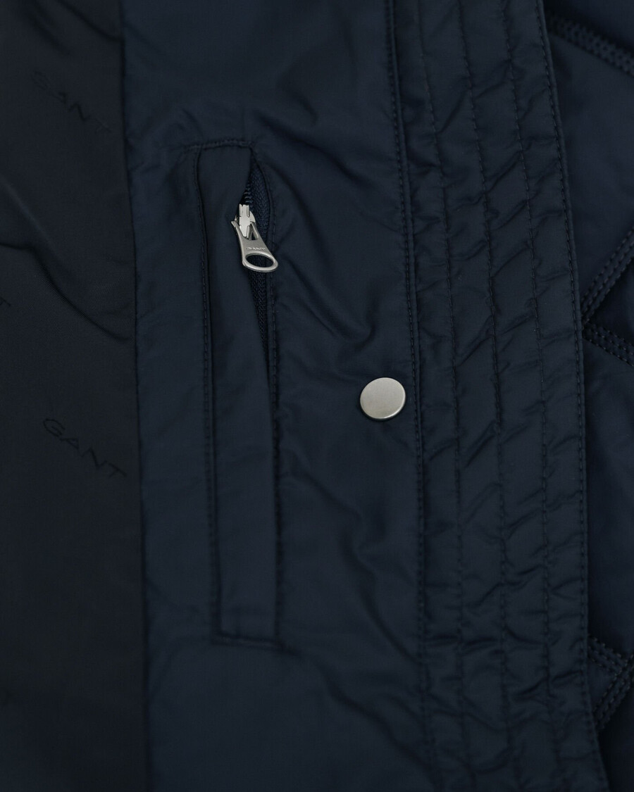 cappotto trapuntato con finiture in velluto a coste - blu sera