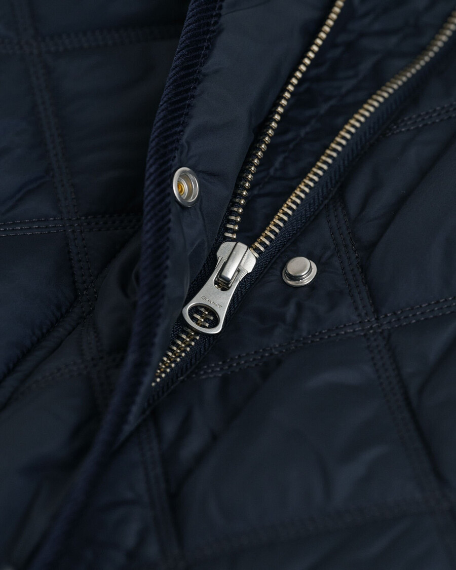 cappotto trapuntato con finiture in velluto a coste - blu sera