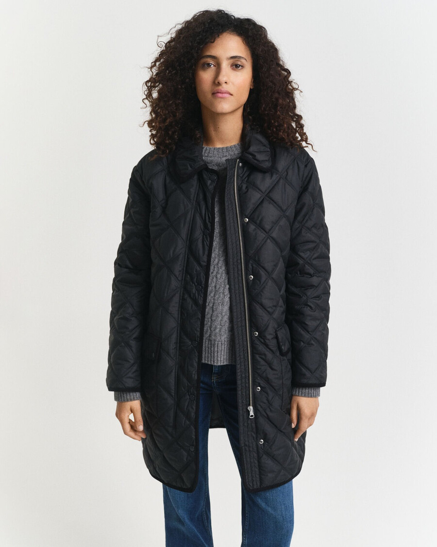 cappotto trapuntato con finiture in velluto a coste - nero