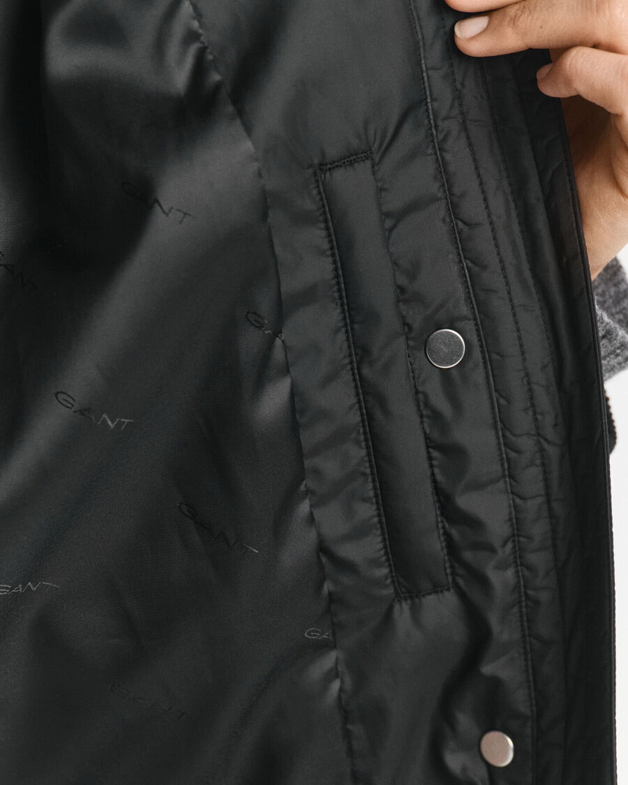 cappotto trapuntato con finiture in velluto a coste - nero